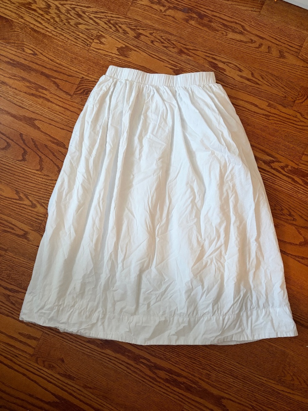 NA-KD White Cotton Elastic Waist Midi Skirt Size S